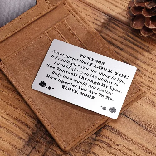 Miniatura 2 de FeiYen Carteras con mensaje grabado personalizado para tarjetas personalizadas para hijo de mamá madre Te amo Despliegue de graduación
