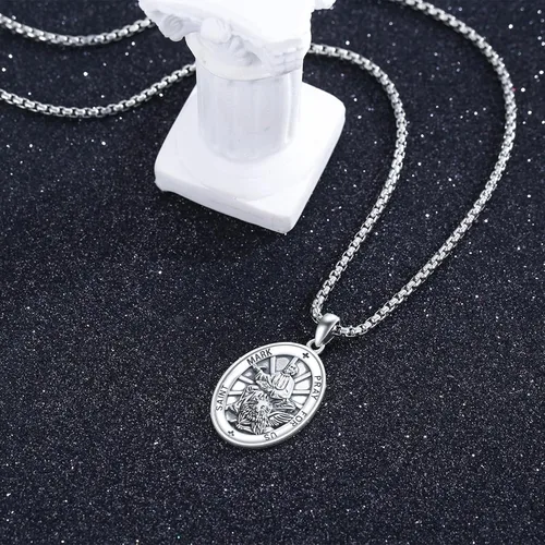 Miniatura 414 de Collar de plata de ley 925 con medalla de San Patrón, colgante de protección católica, amuleto, joyería religiosa para hombres y mujeres
