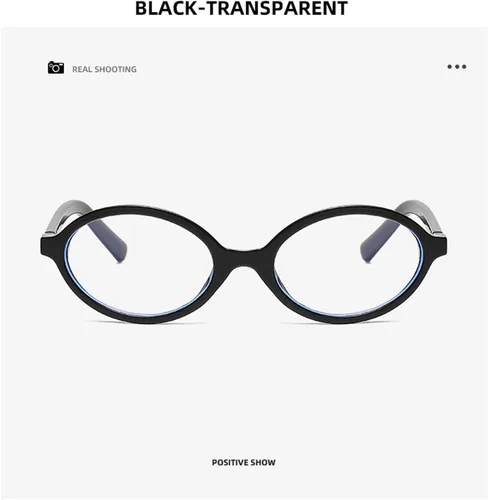 Miniatura 4 de Onrtry Lentes retro ovalados con bloqueo de luz azul para mujeres y hombres, anteojos falsos nerd redondos sin receta