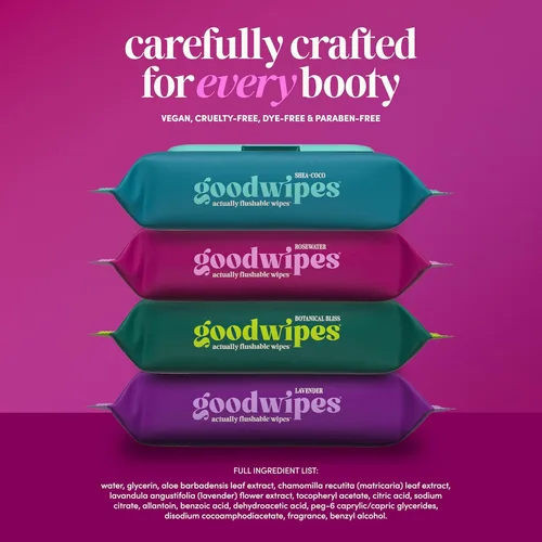 Miniatura 6 de Goodwipes Toallitas desechables para trasero - Vitamina E y aloe - Seguras para alcantarillado y fosa séptica - Toallitas húmedas extra grandes