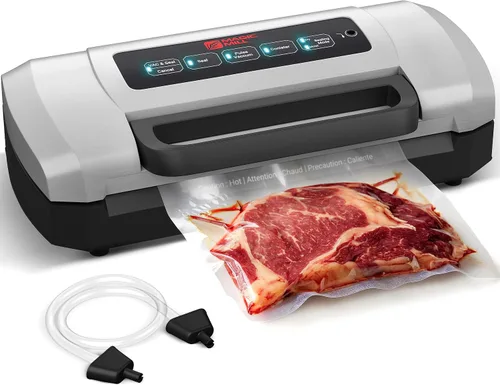 Magic Mill Máquina selladora al vacío de alimentos | Mango patentado de fácil cierre para selladores de carne manuales y automáticos, sellado