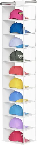 KEEGH Perchero para sombreros con cubierta antipolvo para proteger 10 estantes, organizador de gorras de béisbol, organizador de gorras de béisbol