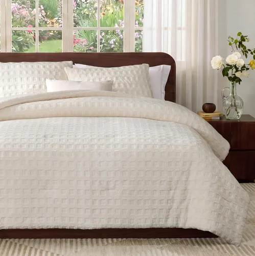 Miniatura 11 de Amélie Home Juego de edredón de Navidad tamaño Queen, juego de ropa de cama de Navidad esponjoso con oso polar, edredón de felpa de forro polar