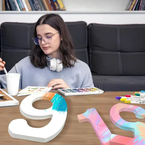 Miniatura 4 de AOCEAN Números de madera blanca de 10 pulgadas, número de madera sin terminar para pared, números decorativos de pie, rebanadas, decoración de Dos