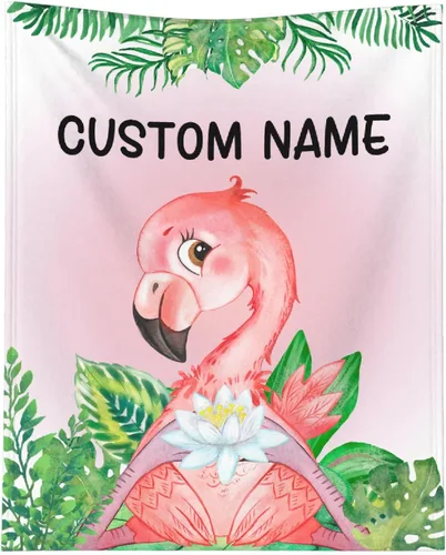 Miniatura 14 de Manta personalizada de animales bebés para niños y niñas, mantas personalizadas con nombre, manta ligera de franela suave para ropa de cama, sofá