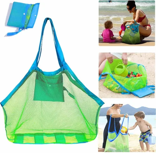 SupMLC Bolsas de playa de malla extra grandes y bolsos - Sostiene juguetes, toallas, arena que no se retiene - Para juguetes de niños, mercado,