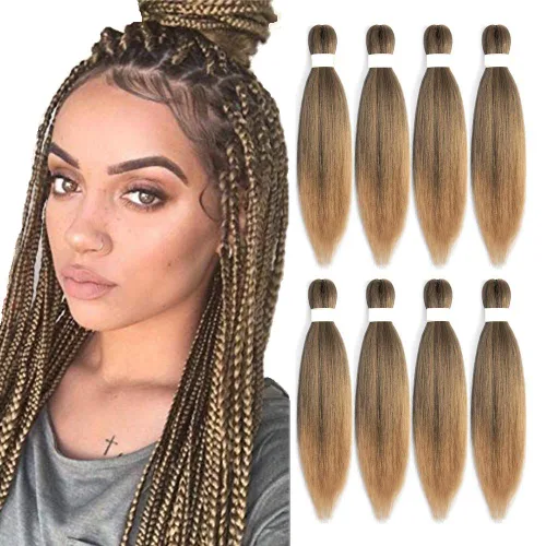Miniatura 7 de Cabello trenzado preestirado de 14 pulgadas, 8 paquetes de cabello trenzado preestirado, trenzas de ganchillo, extensiones de cabello trenzado Yaki