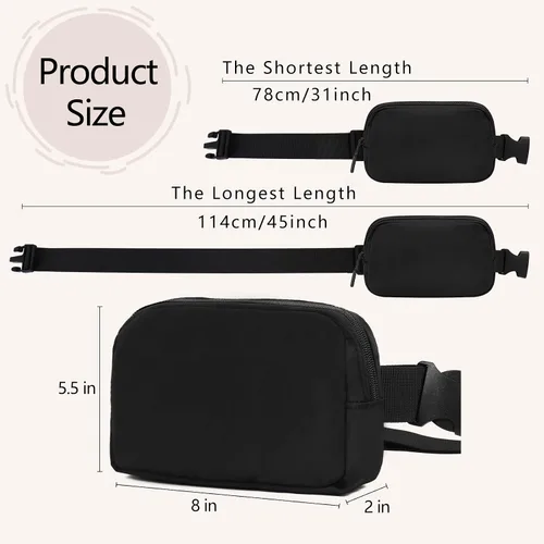 Miniatura 70 de Riñonera cruzada para mujeres y hombres, bolsa para cinturón para senderismo con correa ajustable, riñonera para correr, entrenamiento, deportes