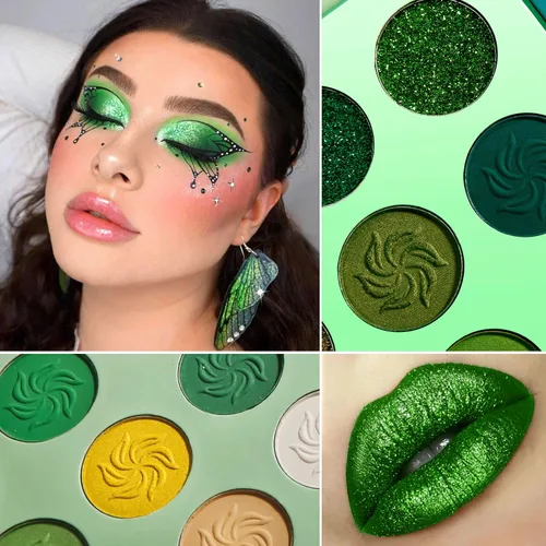 Miniatura 5 de DE'LANCI Paleta de sombra de ojos verde aguacate, 15 colores, Día de San Patricio altamente pigmentada, paleta de sombra de ojos mate brillante