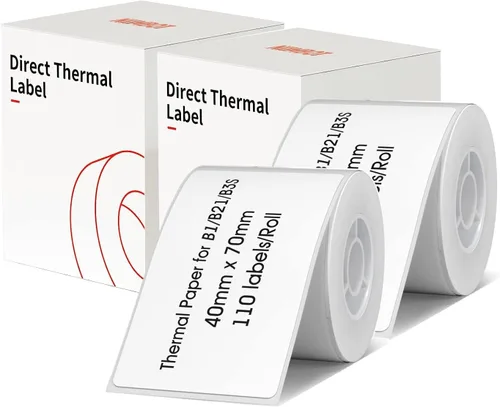 B1 B21 B3S Cinta para etiquetar blanca, 2 rollos de etiquetas adhesivas de 1.57 x 2.75 pulgadas (1.575 x 2.756 in) para etiquetadora NIIMBOT B21 B1