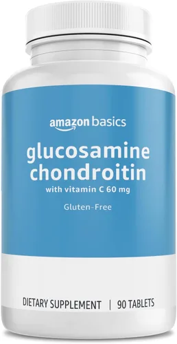 Amazon Basics - Glucosamina Condroitina, 1500 mg, con Vitamina C 60 mg, 90 Comprimidos (2 por porción), Sin Gluten
