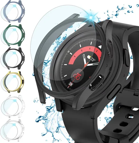 Miniatura 10 de Rc-Z Funda protectora de pantalla para Samsung Galaxy Watch 5/Galaxy Watch 4 de 1.575 pulgadas, [6+6 unidades] Protector de pantalla de repuesto