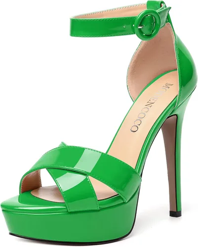 Miniatura 57 de MODENCOCO Sandalias de boda con correa de tobillo sexy para mujer, con plataforma y puntera abierta, tacón de aguja y tacón alto, zapatos de vestir