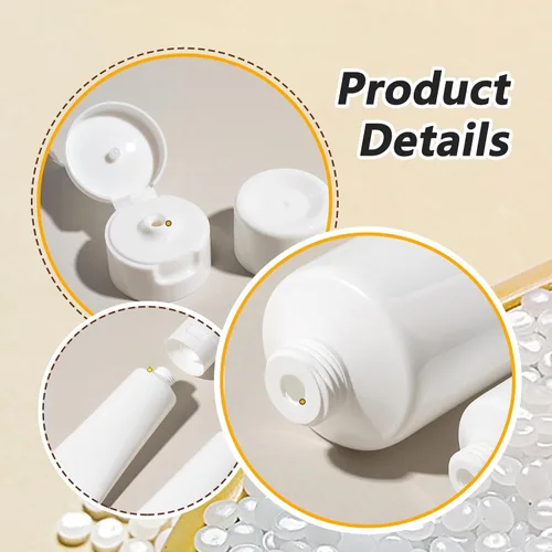 Miniatura 3 de 12 tubos de plástico vacíos recargables, recipientes de cosméticos blancos, botellas de plástico suaves para paquete, limpiador facial, crema