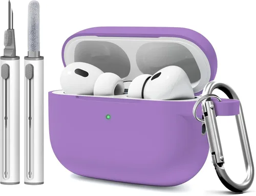 Miniatura 24 de Funda para AirPods Pro 2 con kit de limpieza, compatible con Airpods Pro de 2ª/1ª generación (cable USB-C) con llavero para mujeres y hombres, azul