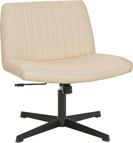 Miniatura 8 de FDW Silla Criss Cross sin brazos, silla de escritorio de oficina con patas cruzadas, ajustable, giratoria, ergonómica, sin ruedas, respaldo