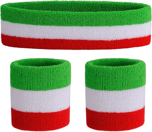 Miniatura 144 de ONUPGO - Conjunto de diadema y muñequeras deportivas para el sudor, hechas de algodón con bucles, muñequeras, contra humedad