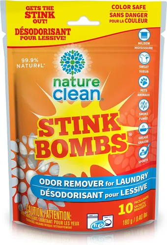Nature Clean Stink Bomb Removedor de Olores Pacs para lavandería, 10 unidades