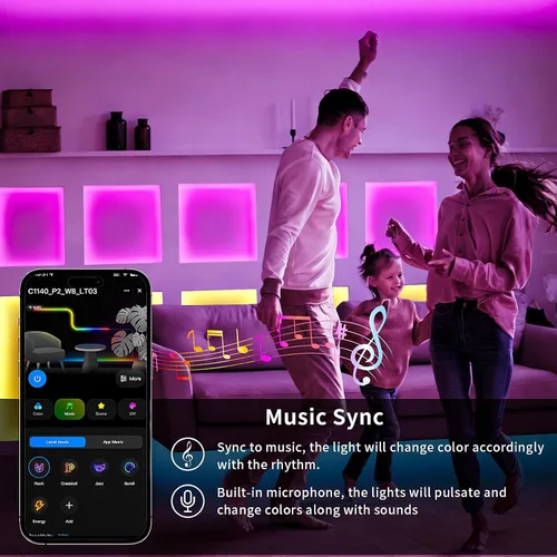 Miniatura 4 de KSIPZE Tira de luces LED inteligentes con WiFi, luces LED RGB+IC para dormitorio, trabajo con Alexa, control de aplicación, sincronización