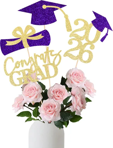 Miniatura 10 de 16 piezas de decoración de graduación para la clase de 2026, centros de mesa de felicitaciones de graduación 2026, decoración de mesa 2026, Azul