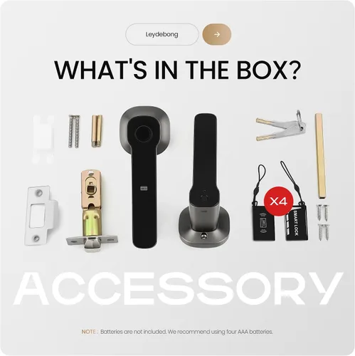 Miniatura 8 de Leydebong Cerradura de puerta inteligente con huella digital, tarjeta IC y teclado, cerradura electrónica 5 en 1 con control de aplicación, fácil