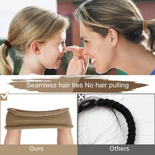 Miniatura 6 de SYGY Liga para el Cabello, 100 Piezas Ligas para el Cabello para Cabello Grueso y Fino, Bandas de Algodón sin Costuras, Sin Daño para Mujeres