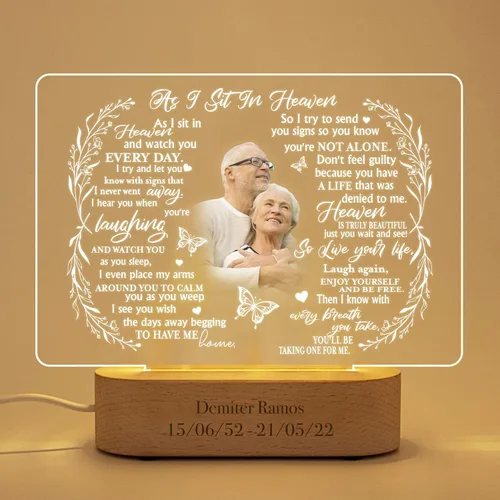 Miniatura 3 de Regalos Únicos Personalizados de Condolencias por la Pérdida de Mamá Personalizados en Memoria de un Ser Querido Marcos de Fotos Iluminados con Foto