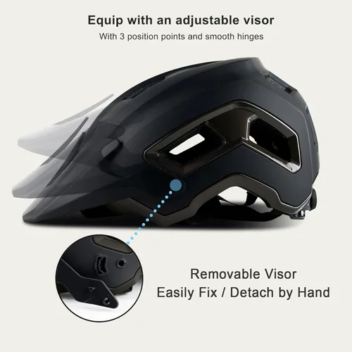 Miniatura 4 de Casco de bicicleta para adultos y jóvenes, casco ligero de MTB con visera ajustable para ciclismo de montaña/carretera, 2 tamaños para hombres