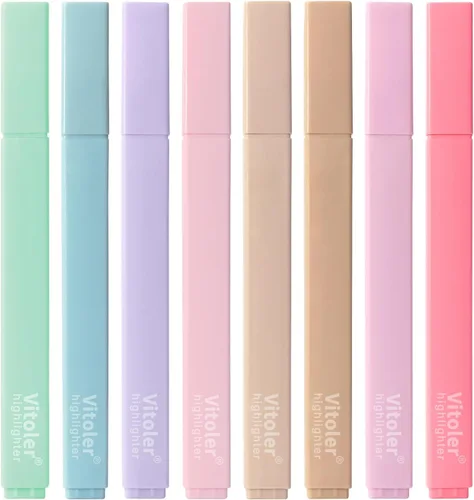 Piochoo Resaltadores, paquete de 8 resaltadores estéticos, colores surtidos, punta de cincel, resaltador bíblico que no se corre en colores pastel