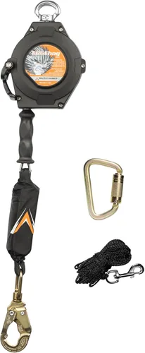 Malta Dynamics Edgehog Lifeline - Cable Yoyo de protección contra caídas de borde delantero de 30 pies, cordón retráctil clase 2 con freno de acción