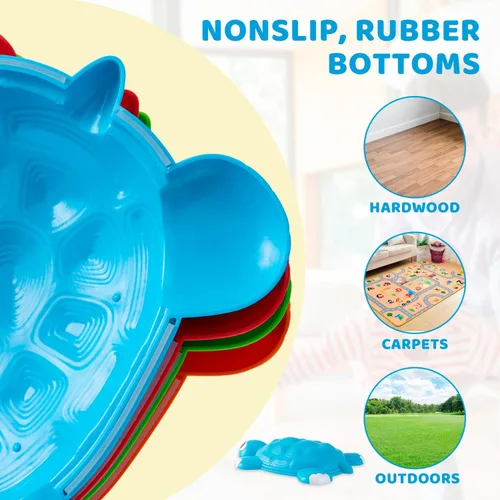 Miniatura 4 de JOYIN Escalones de equilibrio de tortuga, 6 piezas de piedras de salto de tortuga para niños de hasta 265 libras, juego de coordinación de carrera