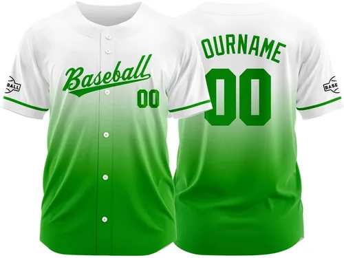 Miniatura 8 de Camiseta de béisbol con degradado personalizado, nombre, número y logotipo personalizados para hombres, mujeres y niños