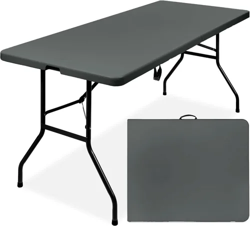 Miniatura 18 de Best Choice Products Mesa plegable de plástico de 6 pies, para interiores y exteriores, resistente, portátil, con asa, seguro para picnic, fiesta
