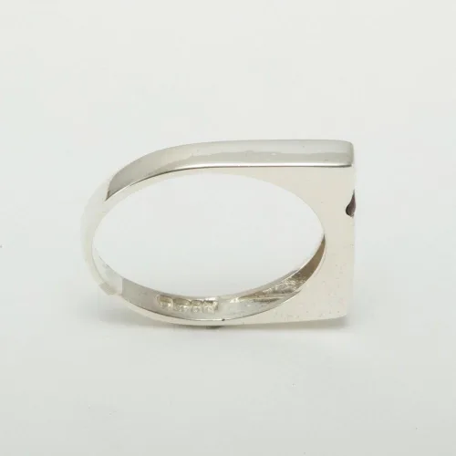 Miniatura 3 de Anillo solitario de plata de ley 925 con rubí auténtico para hombre