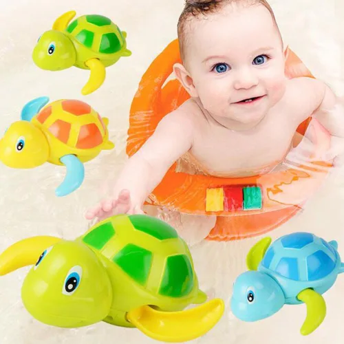 Miniatura 3 de Juguete de tortuga de natación de 3 piezas para bebé, juguete de cadena de cuerda de agua de baño, piscina, juguetes lindos de tortuga de natación