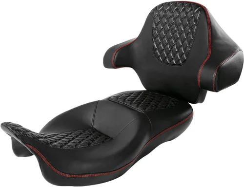 Miniatura 14 de C.C. RIDER Asiento de conductor, piloto y pasajero de una pieza con diamante, asiento de 2 plazas para Harley Touring Road King FLHR, Street Glide