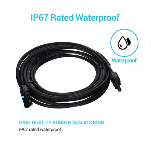 Miniatura 2 de Renogy Cable de extensión de panel solar con adaptador de cable impermeable de conector hembra y macho, 1.5 pies 12AWG, 1 pieza, negro