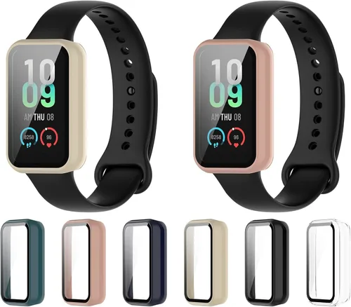Miniatura 4 de E ECSEM Funda compatible con Amazfit Band 7 con protector de pantalla de vidrio templado integrado, cobertura completa, carcasa protectora ultrafina
