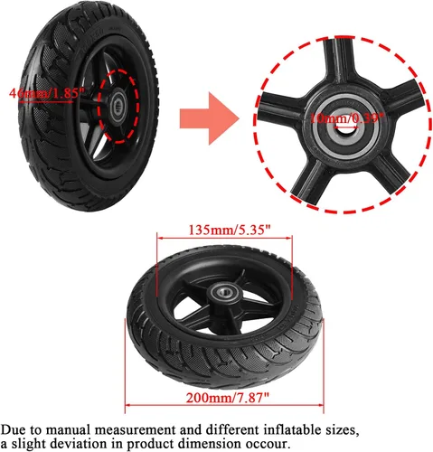 Miniatura 2 de Rueda de neumático sólido de 200x50 con cubo de plástico para scooter eléctrico Coche de equilibrio Rueda sólida 8x2 a prueba de explosiones Piezas