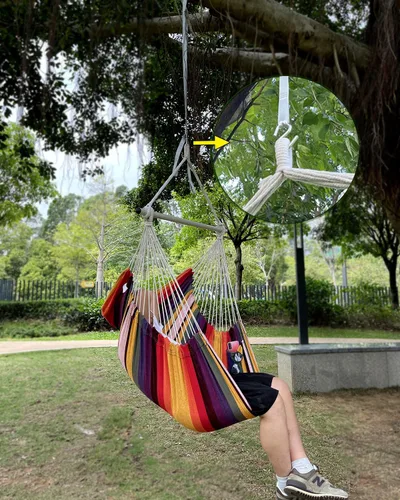 Miniatura 5 de MIZTLI Silla Hamaca con Columpio para Interior para Dormitorio - Máximo 500 Libras - Barra de Acero con Anillos Antideslizantes - Para