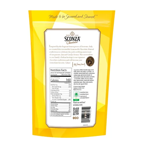 Miniatura 2 de Sconza Lemoncello - Almendras de crema de limón y chocolate blanco, inspiradas en los árboles de limón de Italia, fabricadas en los Estados Unidos