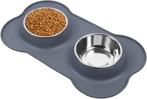 Miniatura 9 de AsFrost Cuencos para comida de perro de acero inoxidable Cuencos para mascotas y cuencos para agua de perro sin derrames ni deslizamiento, cuencos