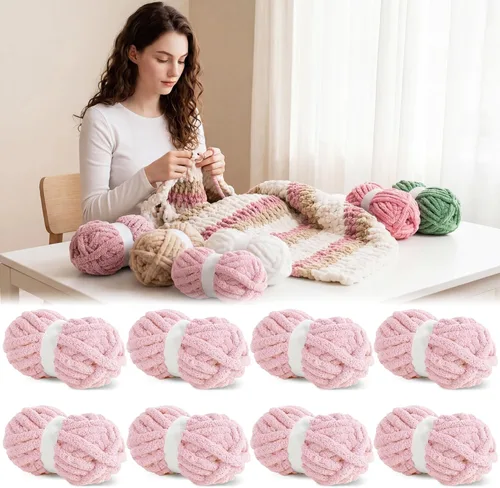 Miniatura 19 de BALAPET Hilo grueso para tejer a mano, hilo de felpa gruesa súper suave para manta y tejer bricolaje, hilo voluminoso jumbo esponjoso, apto