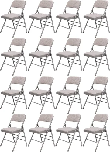 Miniatura 10 de Paquete de 6 sillas plegables con cojín acolchado de tela, juego de sillas de comedor de tela, sillas plegables apilables portátiles para interiores