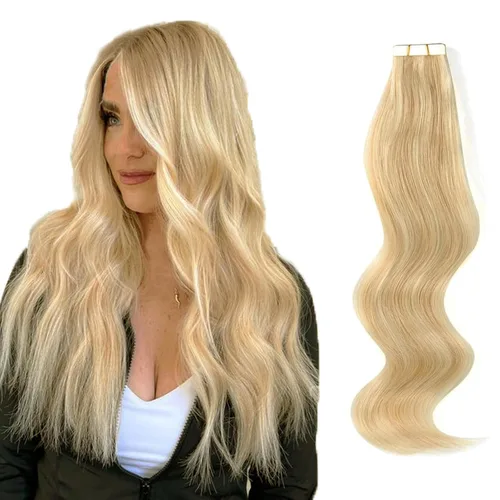 Miniatura 45 de ABH AMAZINGBEAUTY HAIR Extensiones de cinta de cabello humano Remy real, Remi, extensiones de cabello negro con pegamento en trama de piel
