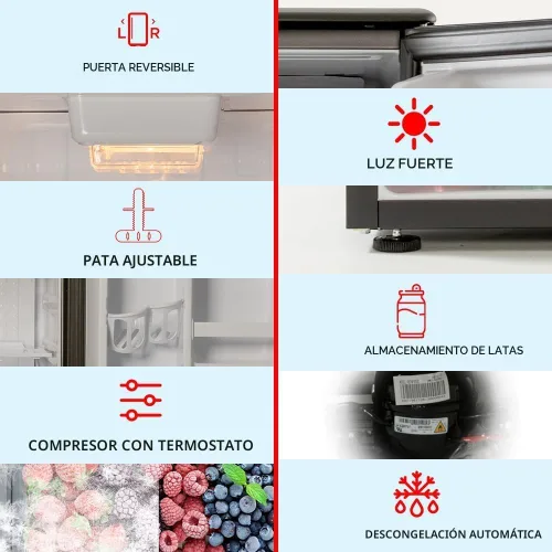 Miniatura 3 de ROOMWELL E-Star 1.7 pies cúbicos Minirefrigerador compacto para oficina, pequeño refrigerador negro sin congelador con descongelación automática