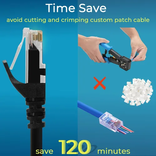 Miniatura 3 de Rapink Patch Cables Cat6 - Cable de conexión Ethernet Cat6 de 0.5 pies (paquete de 24), 10G, cable de conexión Cat 6 para panel de conexiones a