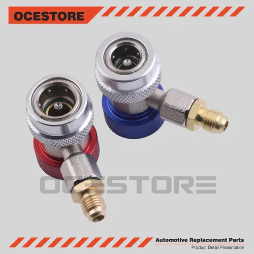 Miniatura 7 de OCESTORE Ajustable para conector de acoplador rápido R134A, kit de conversión de manguera de manómetro de freón SAE HVAC de 1/4 pulgadas SAE HVAC