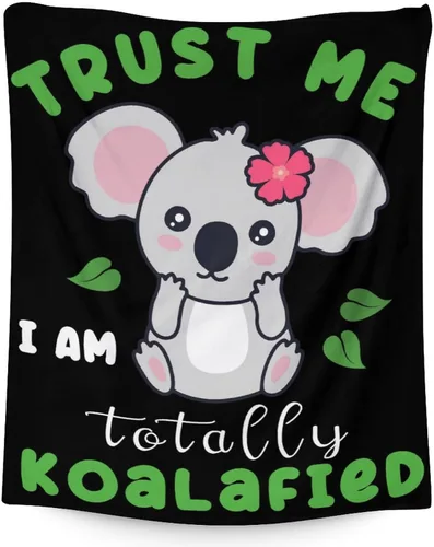 Miniatura 8 de Manta Koala para los amantes del koala, tamaño de cuna de 40 x 50 pulgadas, manta suave y acogedora para regalo, manta negra de dibujos animados