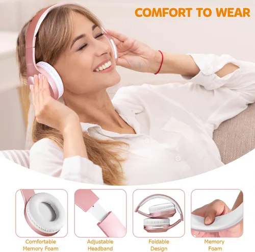 Miniatura 4 de Rydohi - Auriculares inalámbricos Bluetooth sobre la oreja con tiempo de reproducción de 68H, auriculares estéreo HiFi con micrófono y modos 3EQ